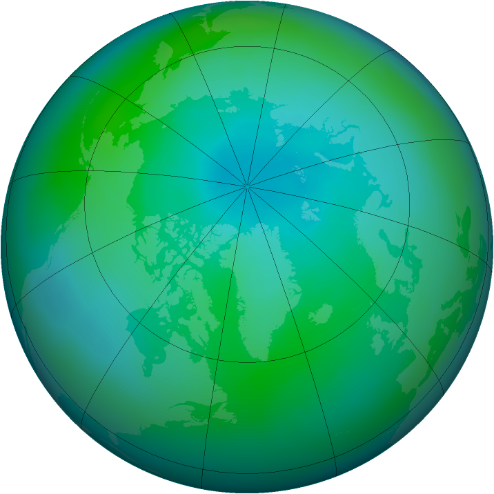 Arctic ozone map for September 2009